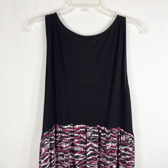 Daisy Fuentes Plus Size 3X Maxi Dress Black Pink Color Block Sleeveless 789 - Picture 3 of 9